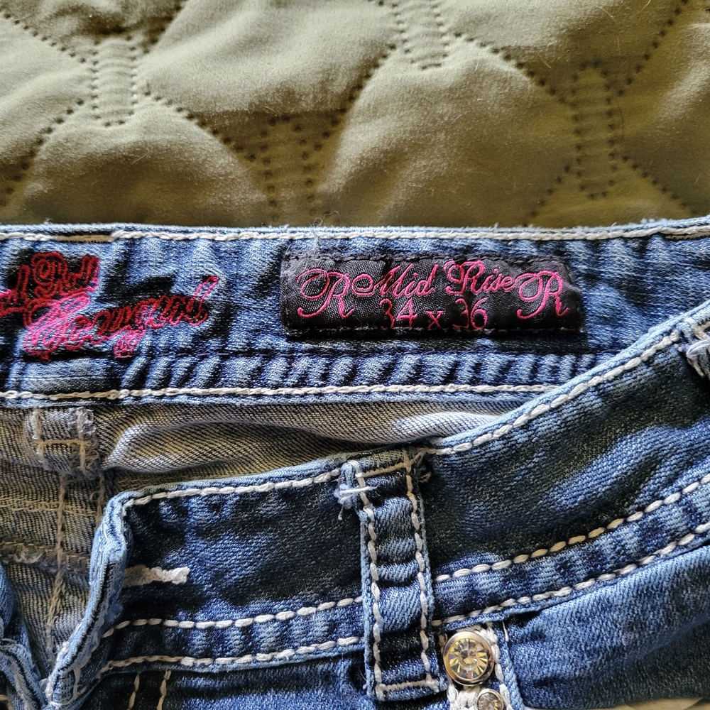 Rock & Roll Cowgirl Mid-Rise Straight Leg Jeans 34x36